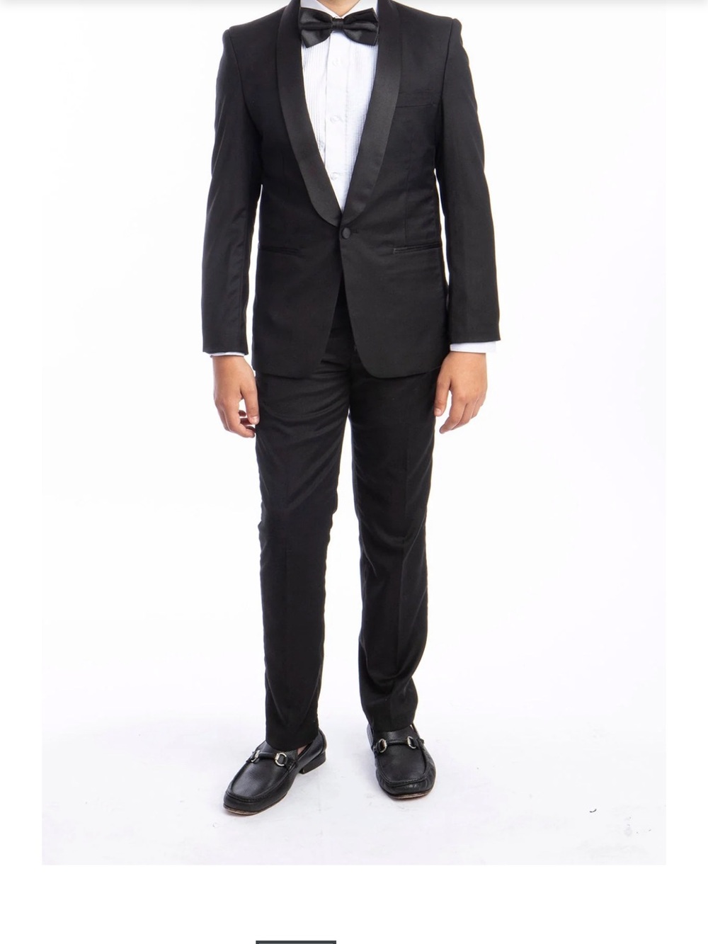 Perry Ellis Black Satin Lapel Tuxedo Suit Boys Size 3